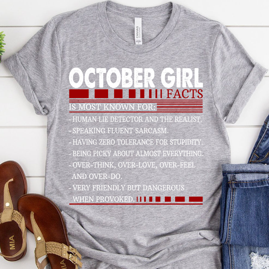 October girl facts, October birthday shirts, a queen was born in October, October shirts for Woman