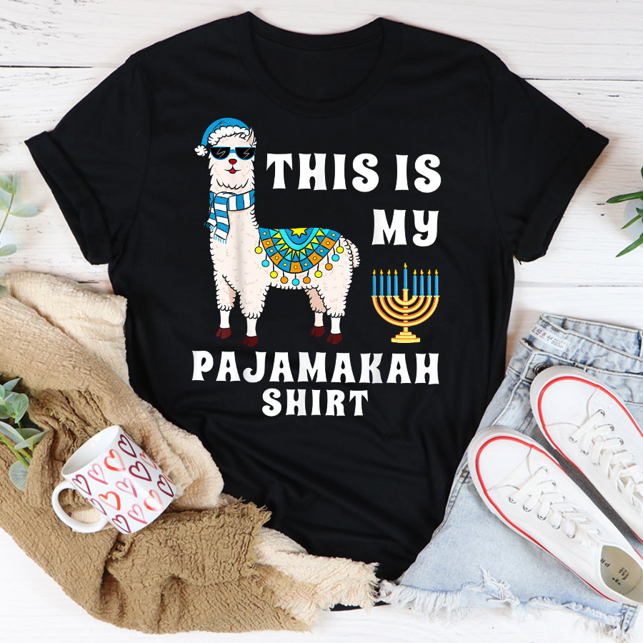 This is My Pajamakah Shirt Funny Llama Hanukkah Pajama T Shirt, Funny Hanukkah Shirts, Chanukah Gifts