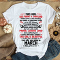 This Girl Was Born In March, her birthday gifts for March, March Birthday cotton Shirts for woman, Queens are born in March