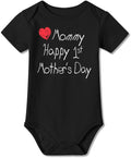 BesserBay Baby Happy 1st Mother's Day Bodysuit Infant Mother's Day Onesie 0-12 Moths