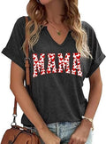Mama Retro V Neck Shirts for Women Vintage Mama Mommy Mom Bruh Life T Shirts Mother's Day Tops Tee Gifts Mother Shirt
