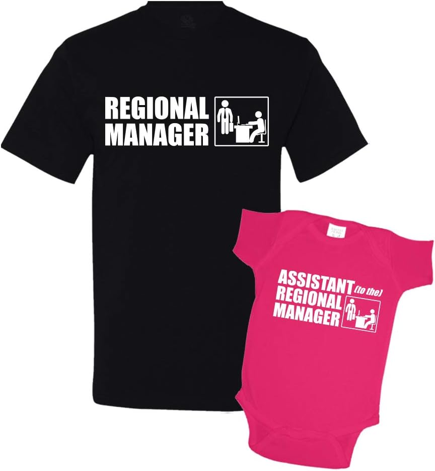 Regional Manager\/Assistant Combo Matching Dad Baby Shirts or Bodysuit