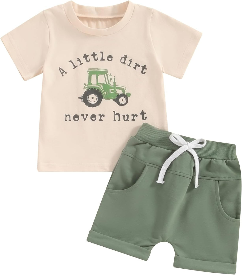 BemeyourBBs Toddler Baby Boy Summer Clothes Funny Letter T Shirt Elastic Waist Pockets Shorts Set 2 Piece Outfit