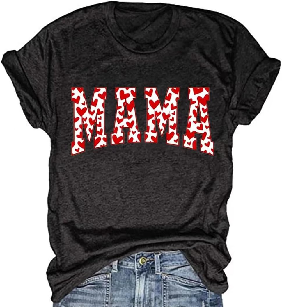 T-Shirt for Mama Women's Mom Life Graphic Tees Casual Cute Mother's Day Tops for Mommy