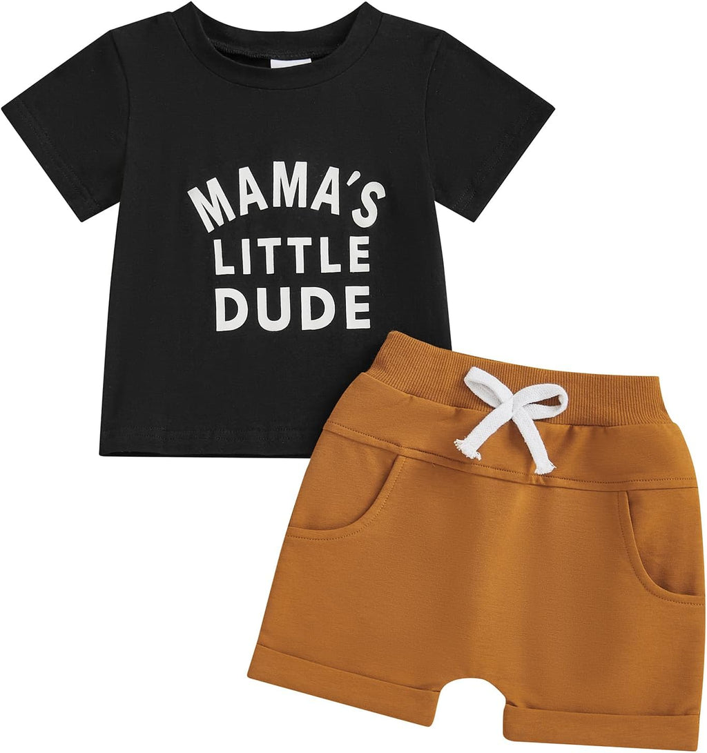 BemeyourBBs Toddler Baby Boy Summer Clothes Funny Letter T Shirt Elastic Waist Pockets Shorts Set 2 Piece Outfit