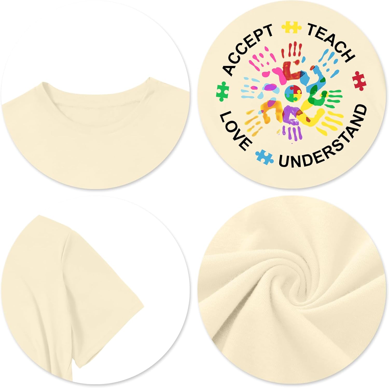 Autism Awareness Shirt for Women: Autism Acceptance Shirts Autism Mom Tee Puzzle Piece Graphic Tops Autism Support Gift