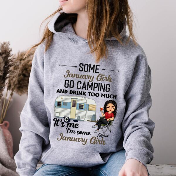 Personalized Birthday T Shirt, Camping birthday shirt, Some January Girls go camping, Campers Gift, Camping Lover Unisex Cotton T Shirt