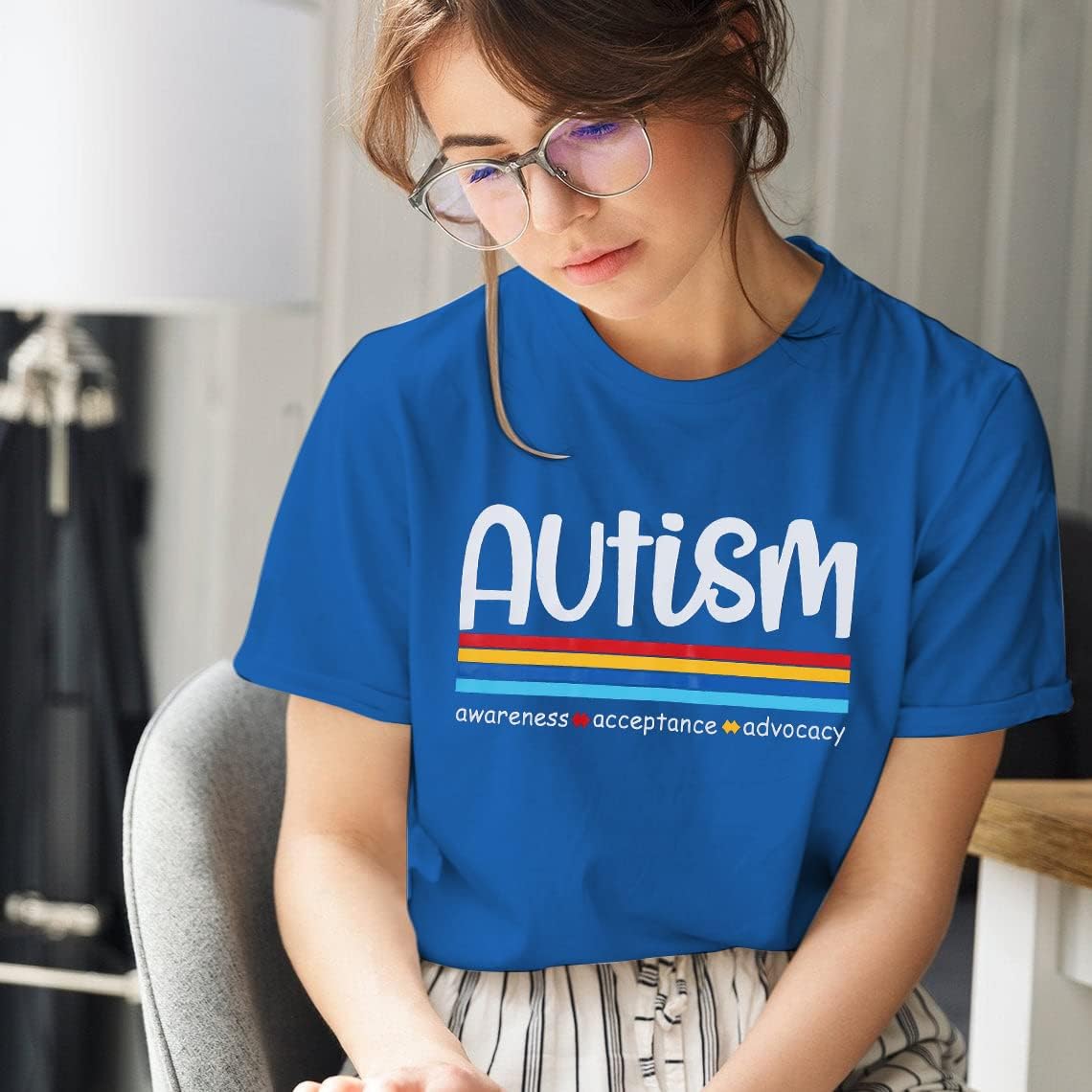 Autism Aawareness Shirt Women Autism Acceptance Shirts Mental Health Tees Casual Inspirational Short Sleeve Tee Tops