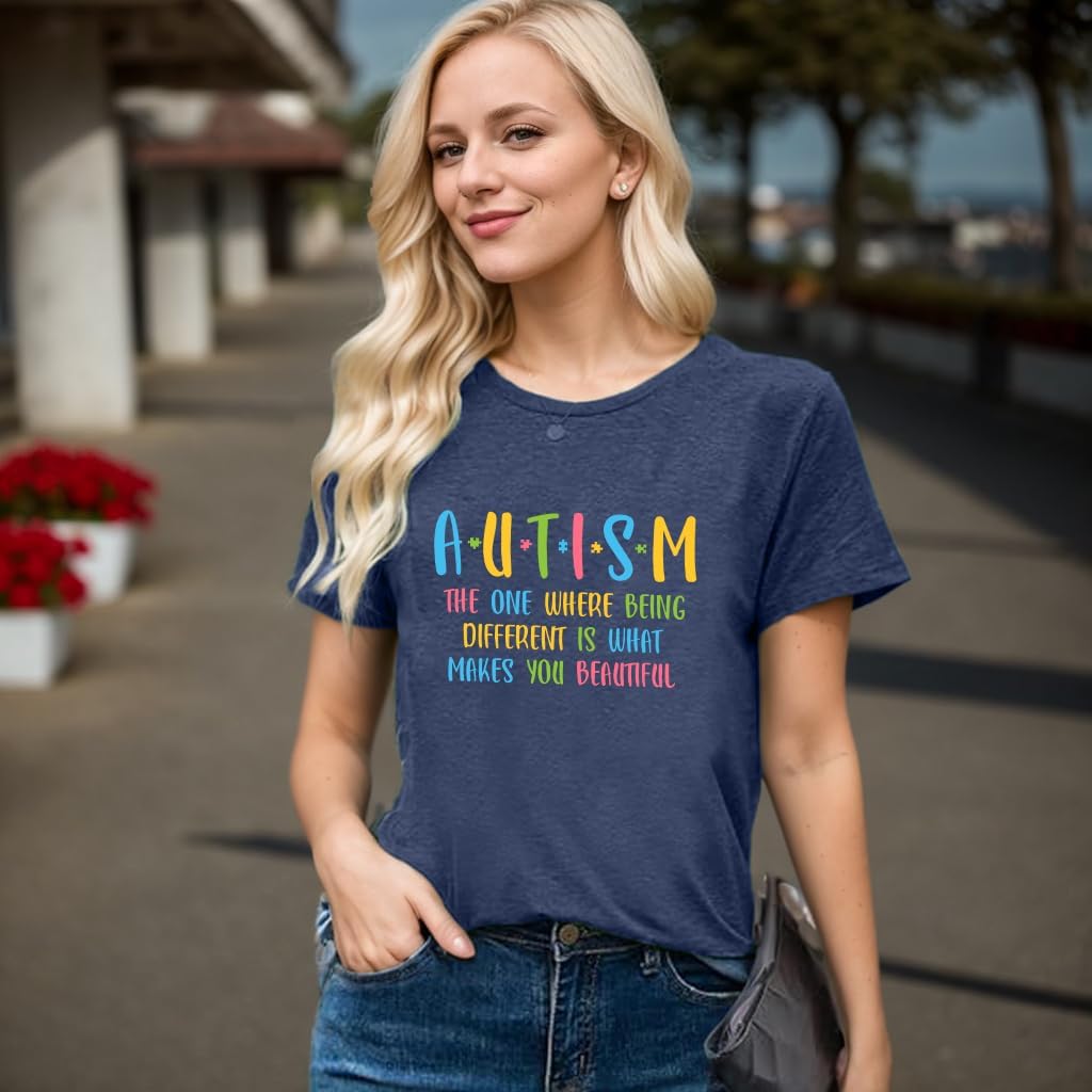 Autism Aawareness Shirt Women Autism Mama Tee Be Kind Autism Shirt Special Education Mental Graphic Top