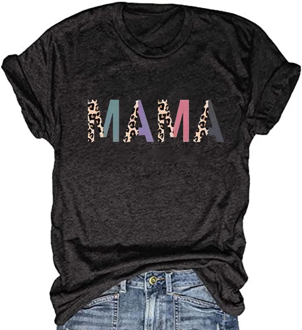 T-Shirt for Mama Women's Mom Life Graphic Tees Casual Cute Mother's Day Tops for Mommy