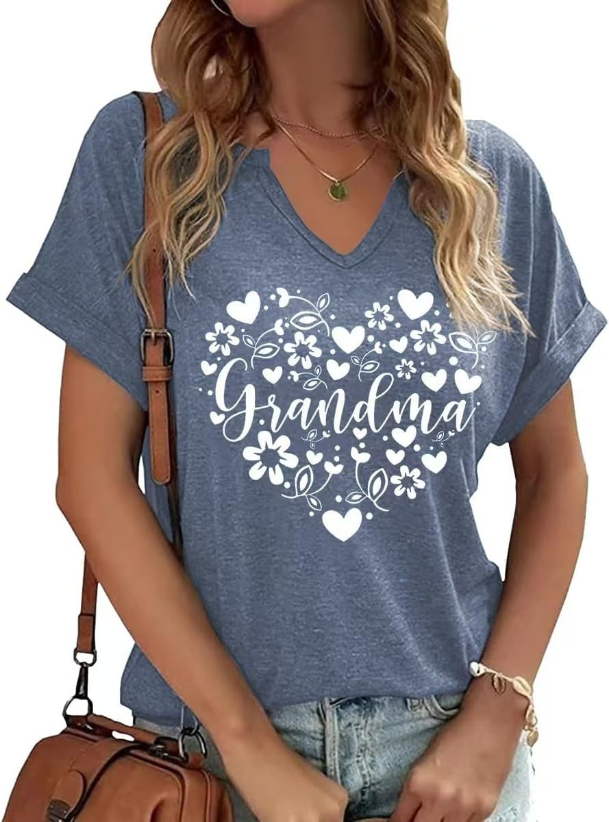 Mama V Neck Shirt Women Funny Mom Life T-Shirt Mother's Day Short Sleeve Graphic Tees Mama Gift Casual Tops Blouse Mother Shirt