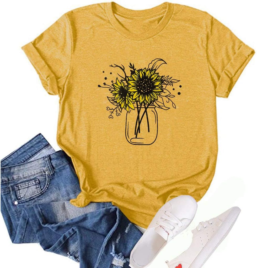Bealatt Women's Sunflower Graphic Shirts Sunflower Pattern Print Tank Tops Casual Sleeveless Summer Tops Holiday Tee Shirt Mother Shirt