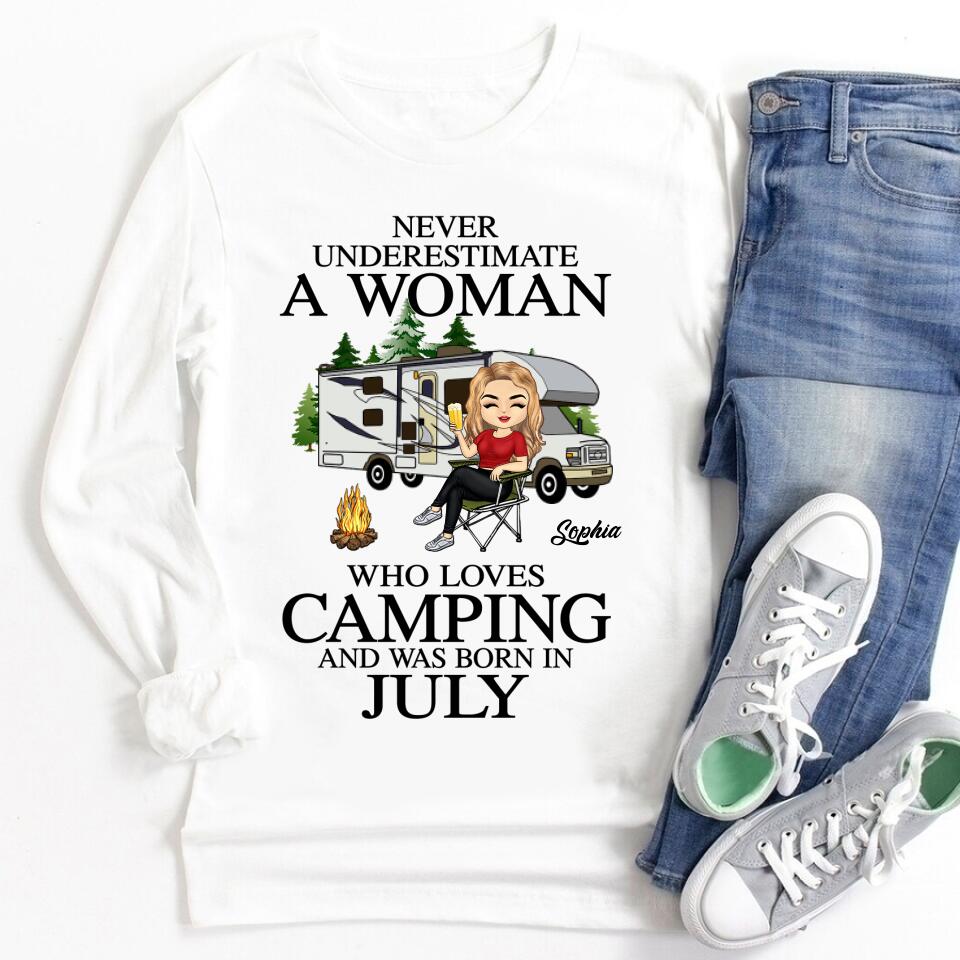 July Birthday Shirt, Birthday Gift For Camping Lover, Camping Shirt Custom Birthday Shirt, Queens Born In July, July Birthday Gifts, July Shirts For Woman