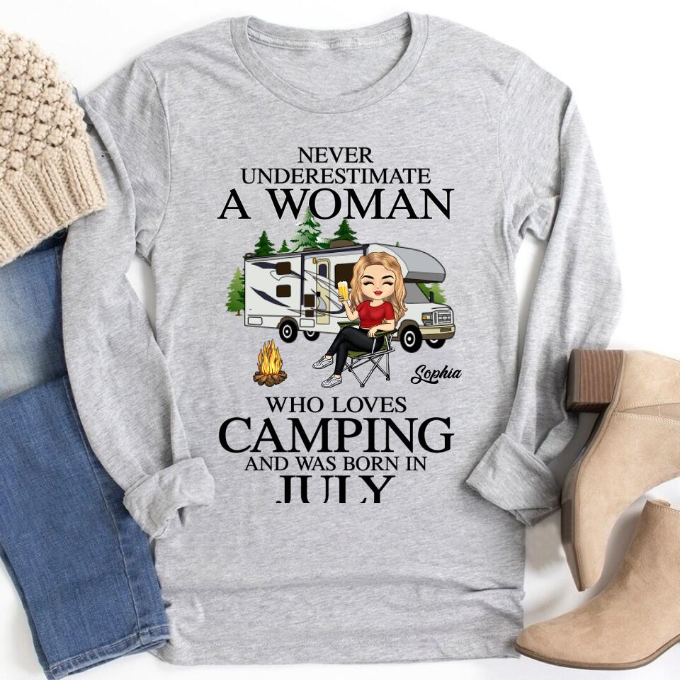 July Birthday Shirt, Birthday Gift For Camping Lover, Camping Shirt Custom Birthday Shirt, Queens Born In July, July Birthday Gifts, July Shirts For Woman