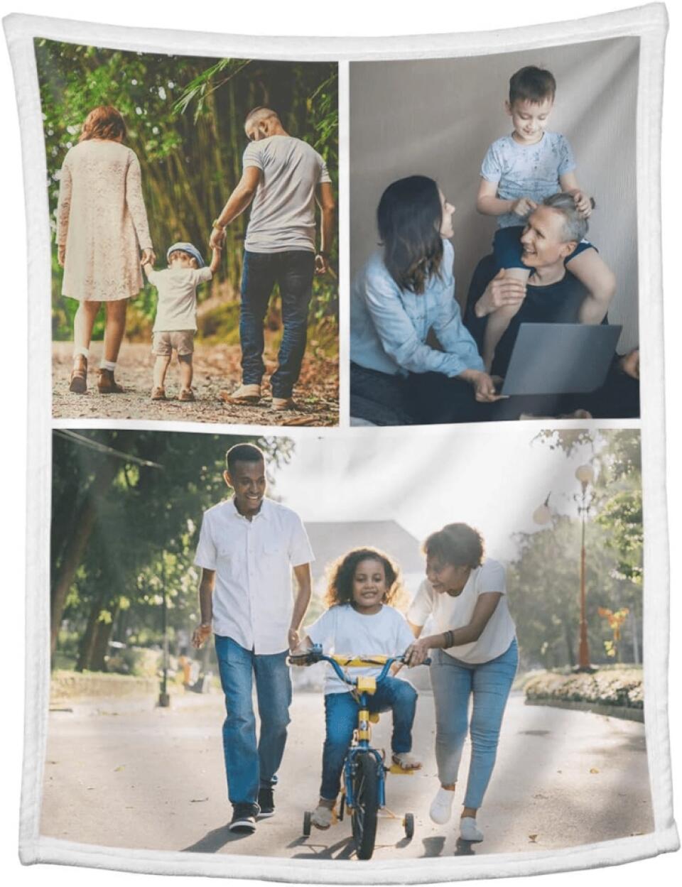Custom Blankets with Photos Collage Personalized Throw Blankets with Picture and Text Soft Flannel Blankets Bed Throws Gift