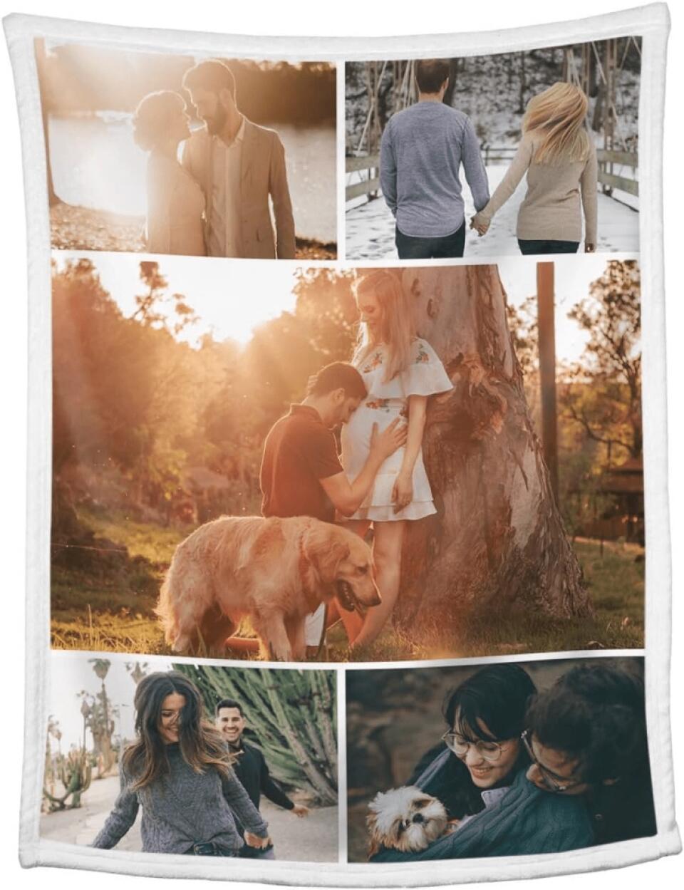 Custom Blankets with Photos Collage Personalized Throw Blankets with Picture and Text Soft Flannel Blankets Bed Throws Gift