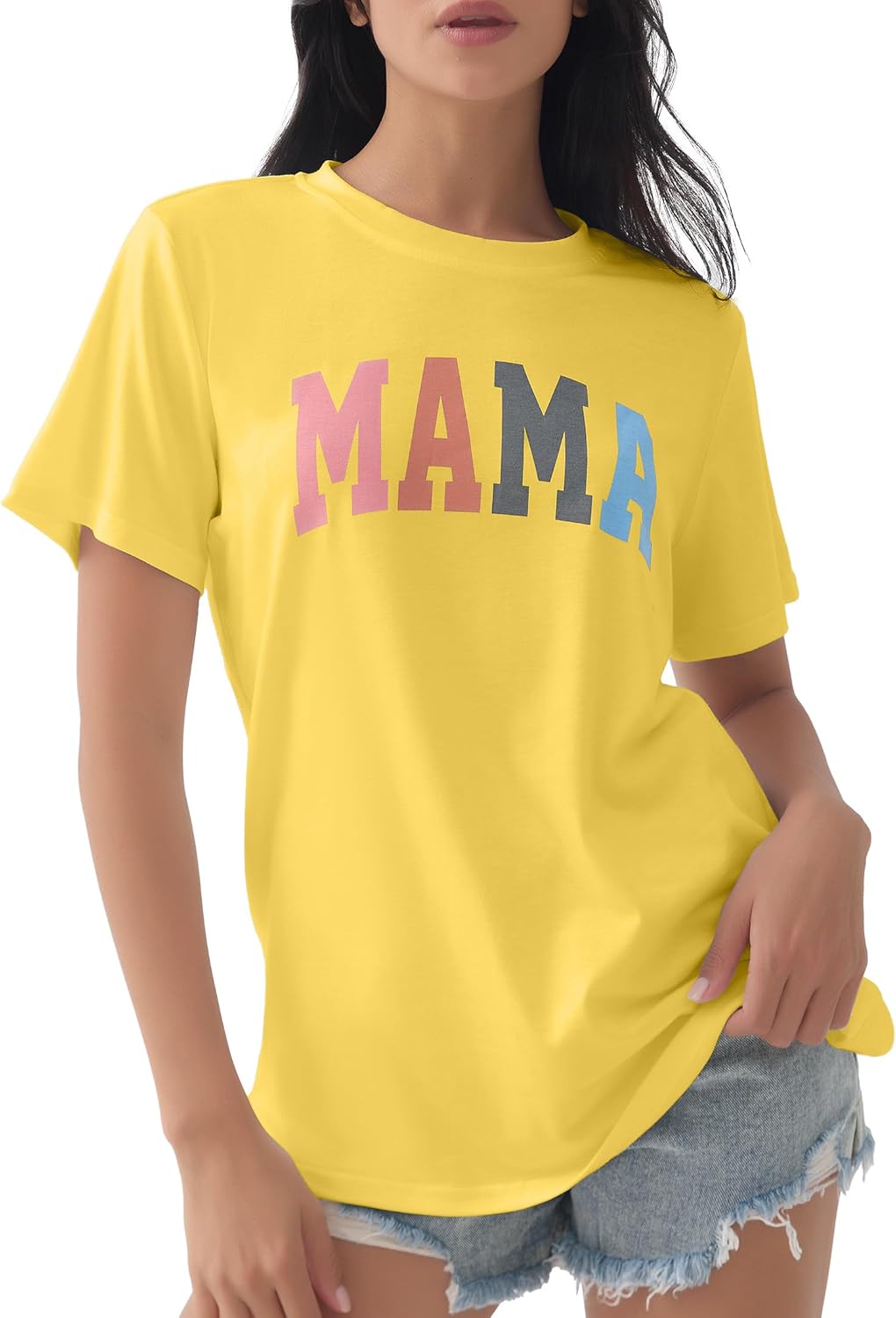 GGOV Mama Shirt Mom Letter Print Tops Mother's Day Shirts Gift Casual Tee Loose Fit Short Sleeve T Shirts
