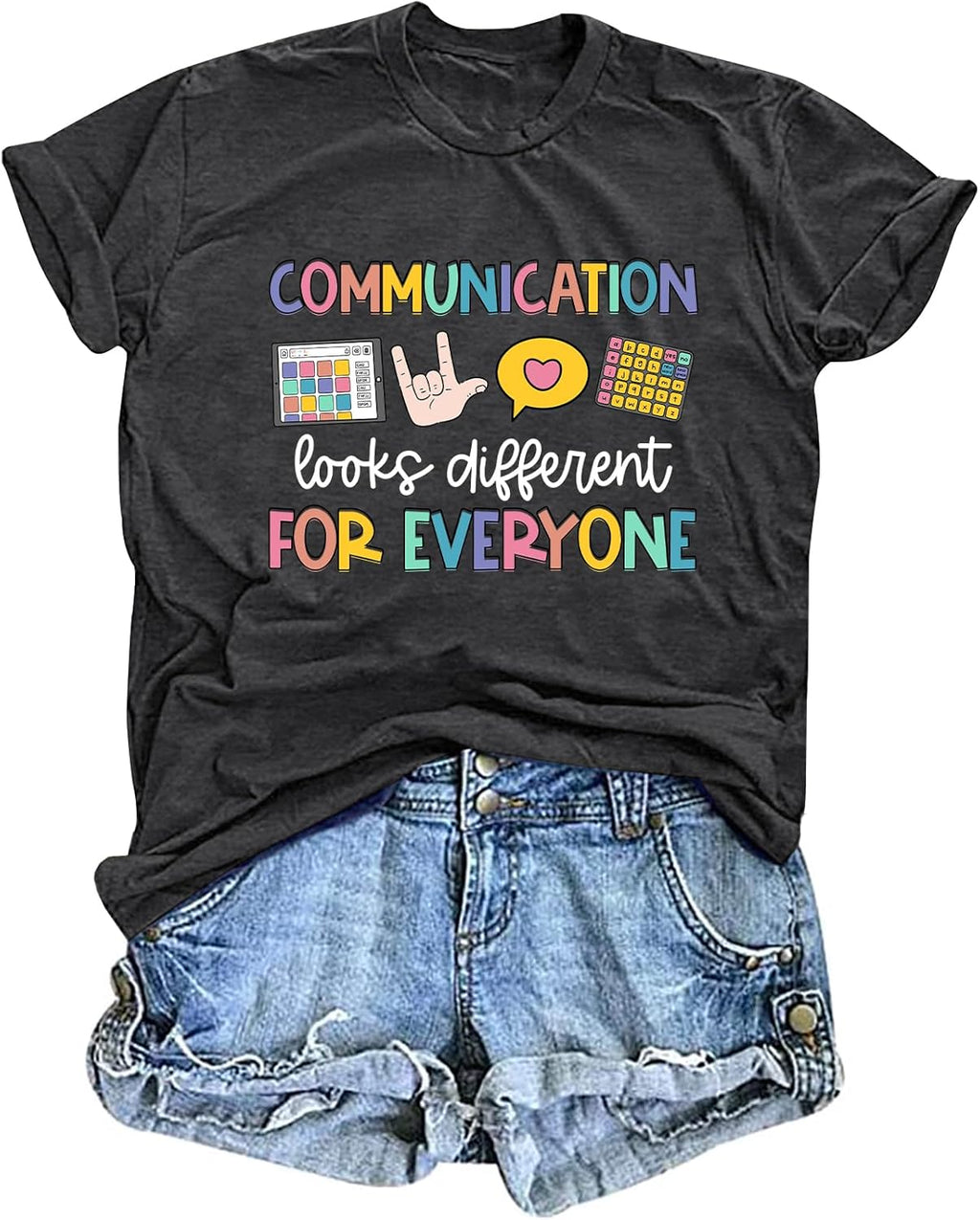 HQP Autism Awareness Shirt Women Teacher Speech Therapy T-Shirts Special Education Teacher Short Sleeve Tops