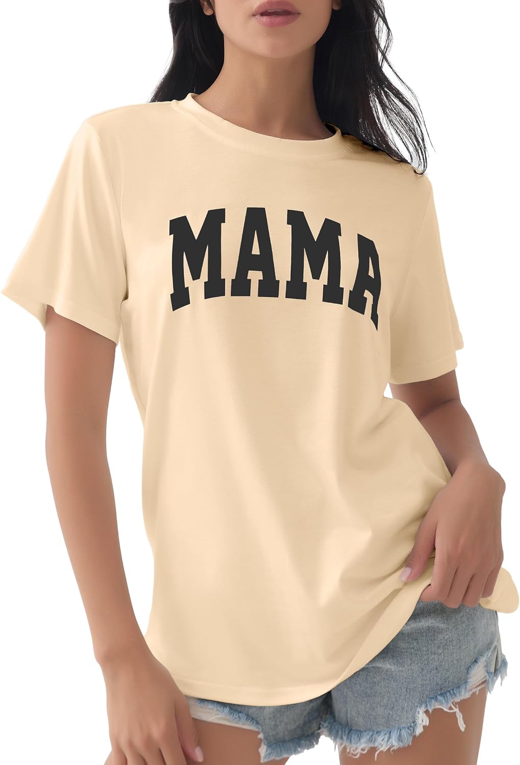 GGOV Mama Shirt Mom Letter Print Tops Mother's Day Shirts Gift Casual Tee Loose Fit Short Sleeve T Shirts