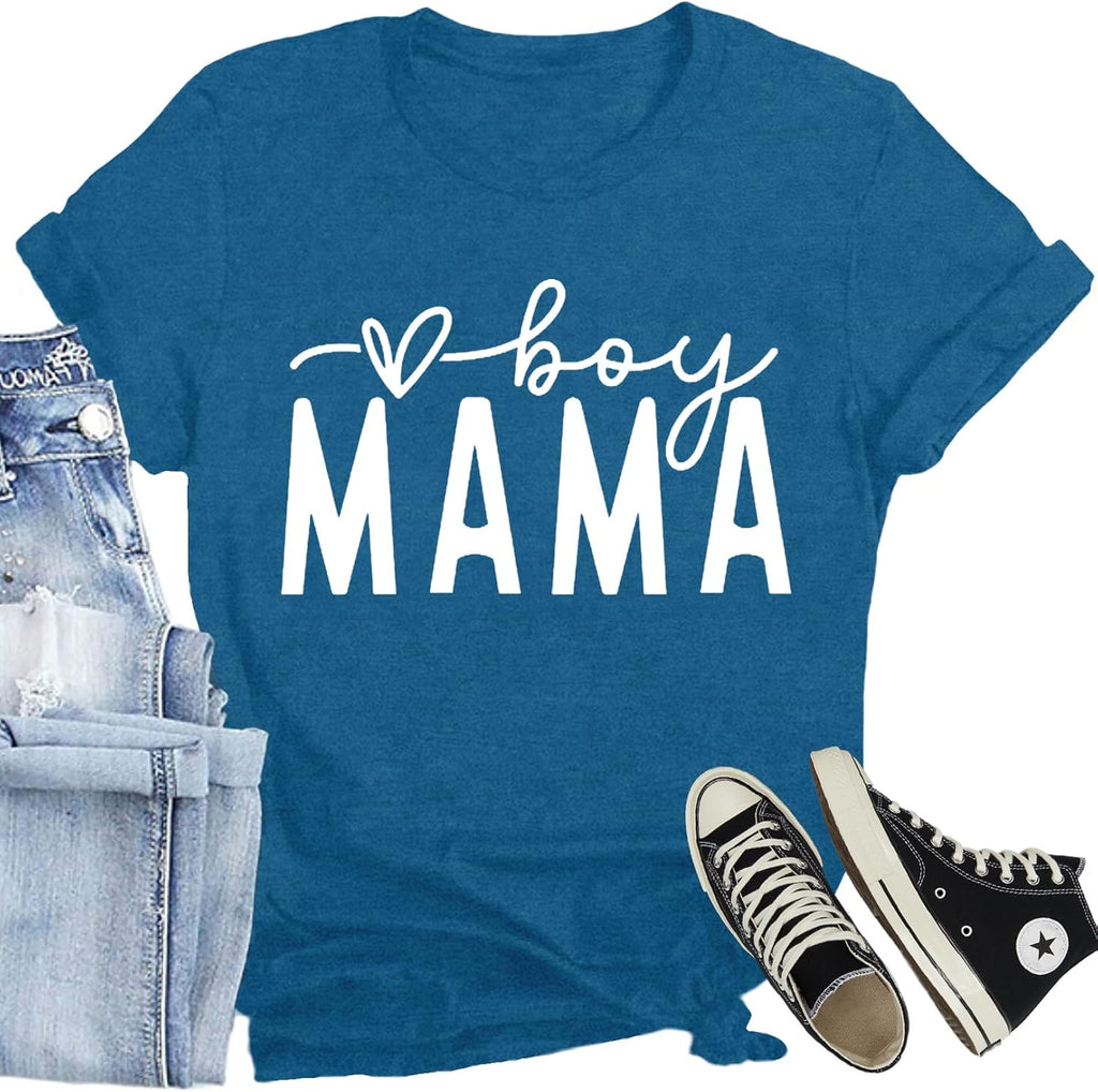 CQF Women Mom Shirt Blessed Mom All Day Every Day Letter Print T-Shirt Best Mama Tee Tops