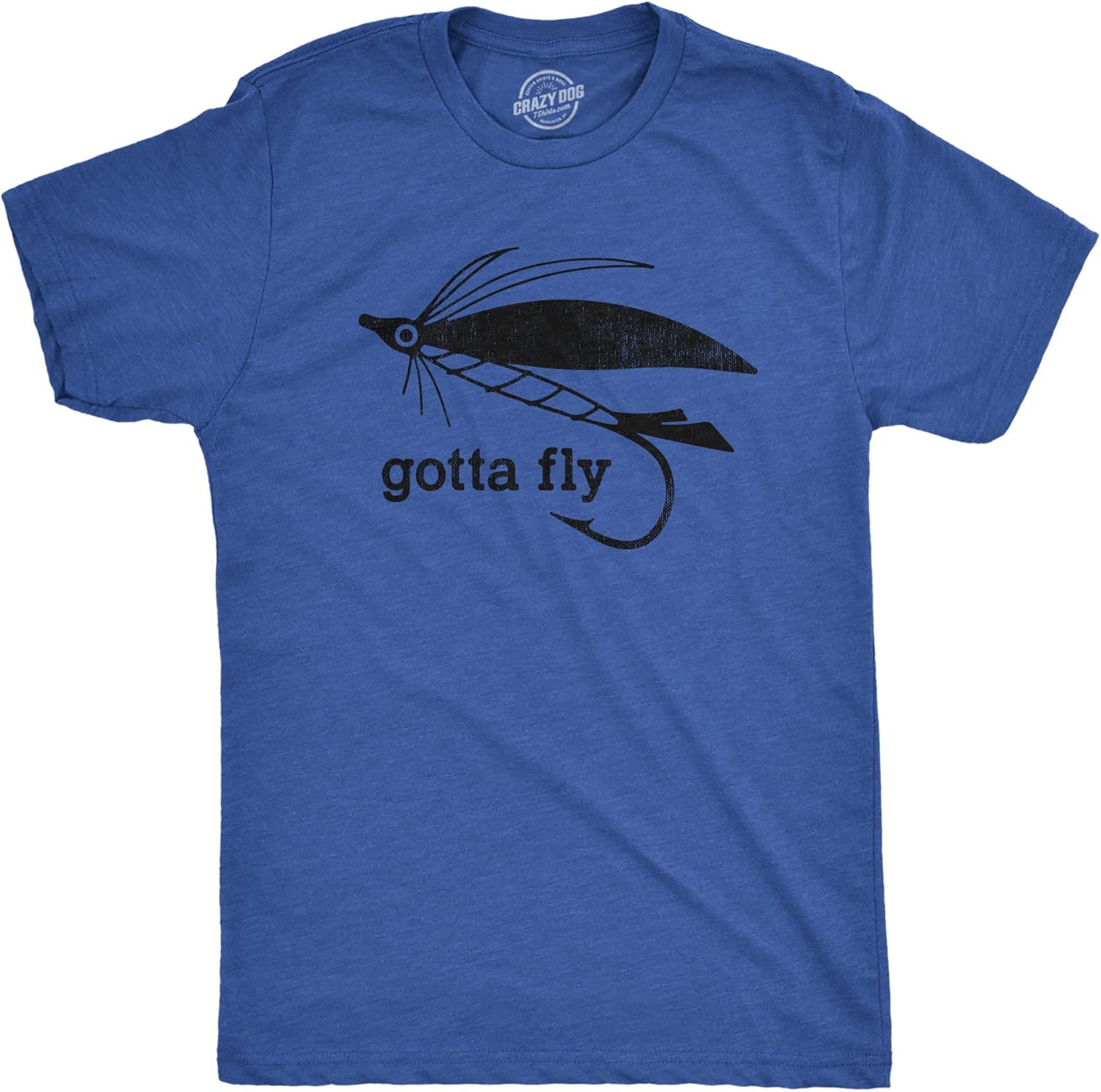 Crazy Dog Mens T Shirt Funny Fishing Joke Tees Novelty Fisherman Shirts
