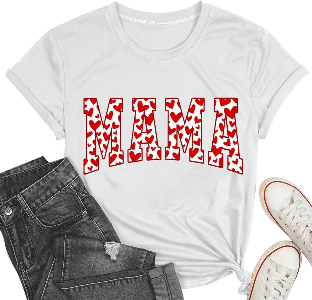 Mama Valentines Shirt Valentines Shirts for Women Valentines Tee Mama Womens Red Valentines Tops