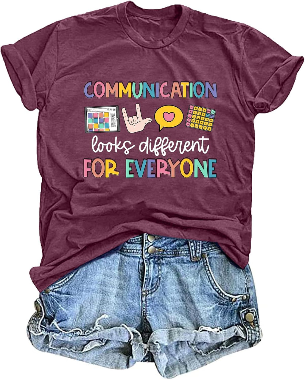HQP Autism Awareness Shirt Women Teacher Speech Therapy T-Shirts Special Education Teacher Short Sleeve Tops