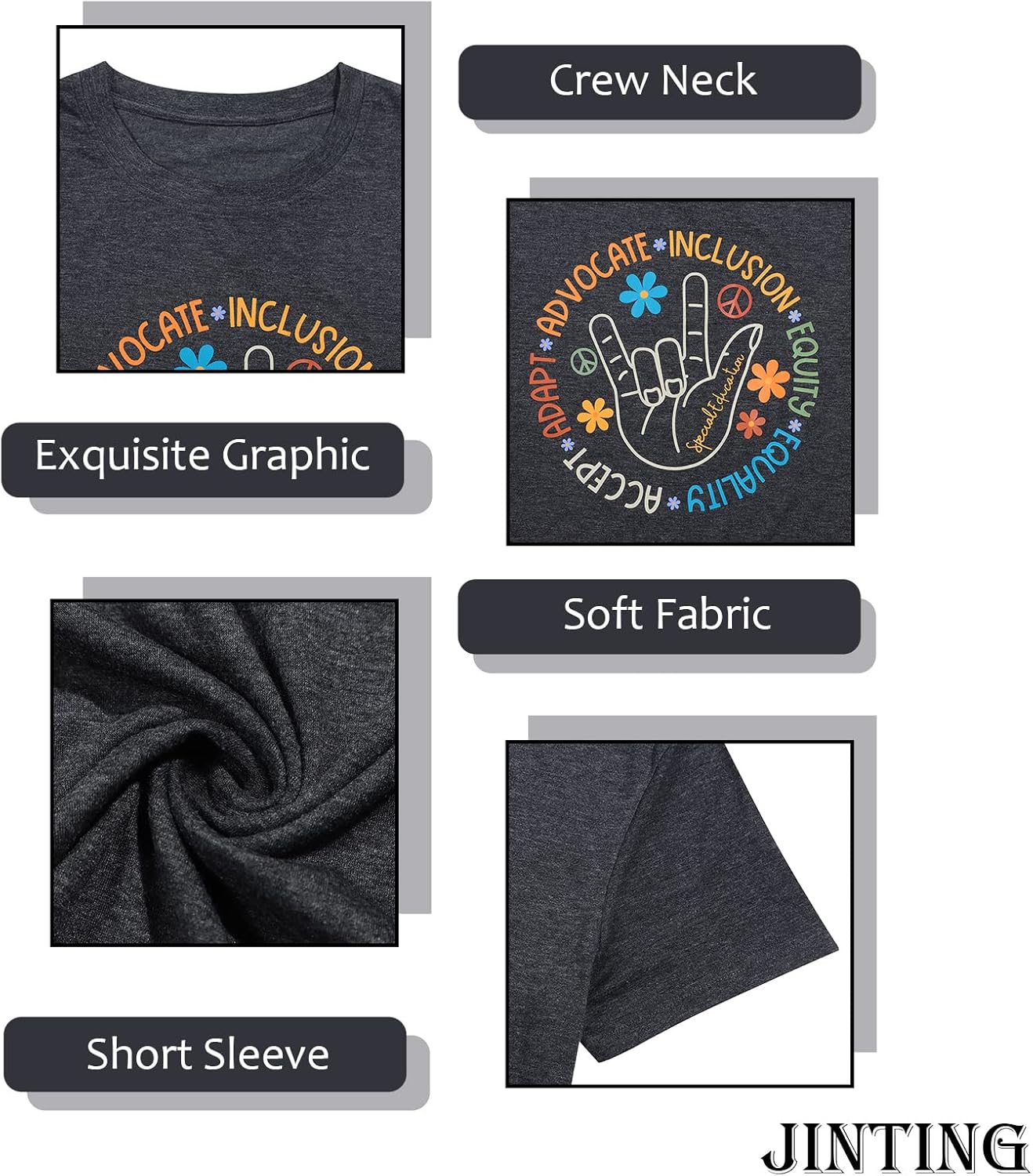 Autism Awareness Shirt Women Special Education Teacher T-Shirt Inspirational Graphic Tee Casual Top