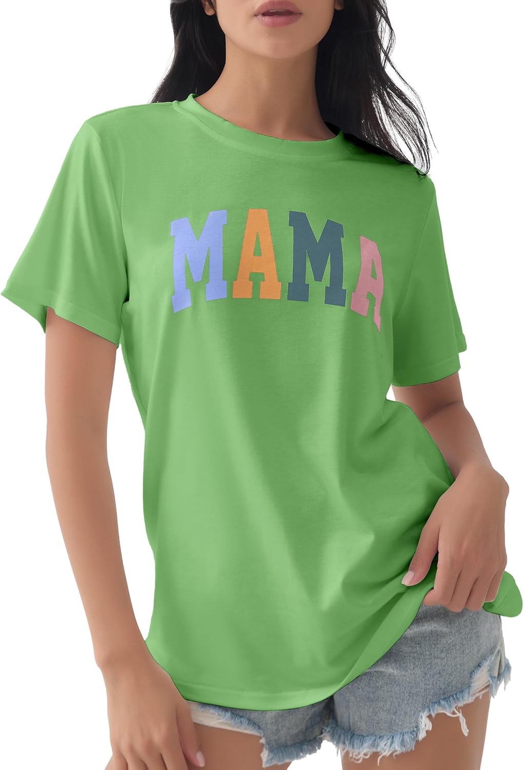 GGOV Mama Shirt Mom Letter Print Tops Mother's Day Shirts Gift Casual Tee Loose Fit Short Sleeve T Shirts