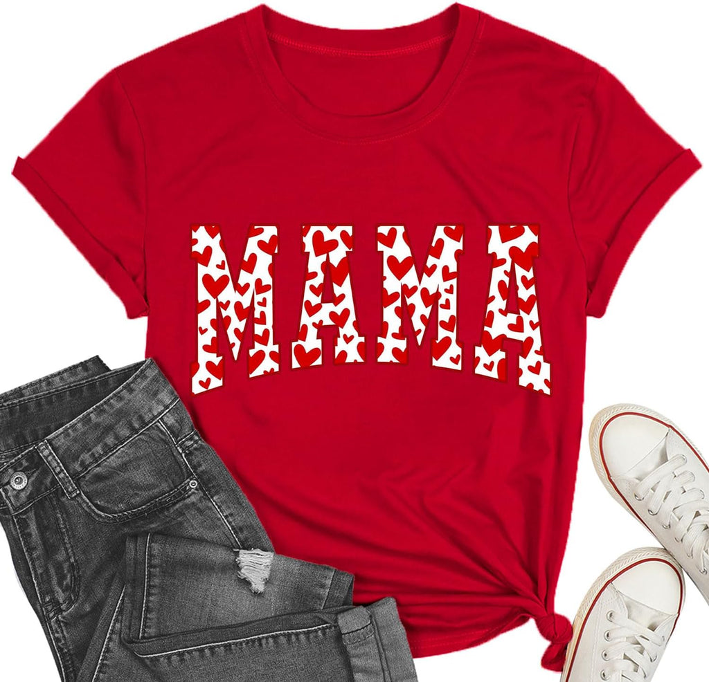 Mama Valentines Shirt Valentines Shirts for Women Valentines Tee Mama Womens Red Valentines Tops