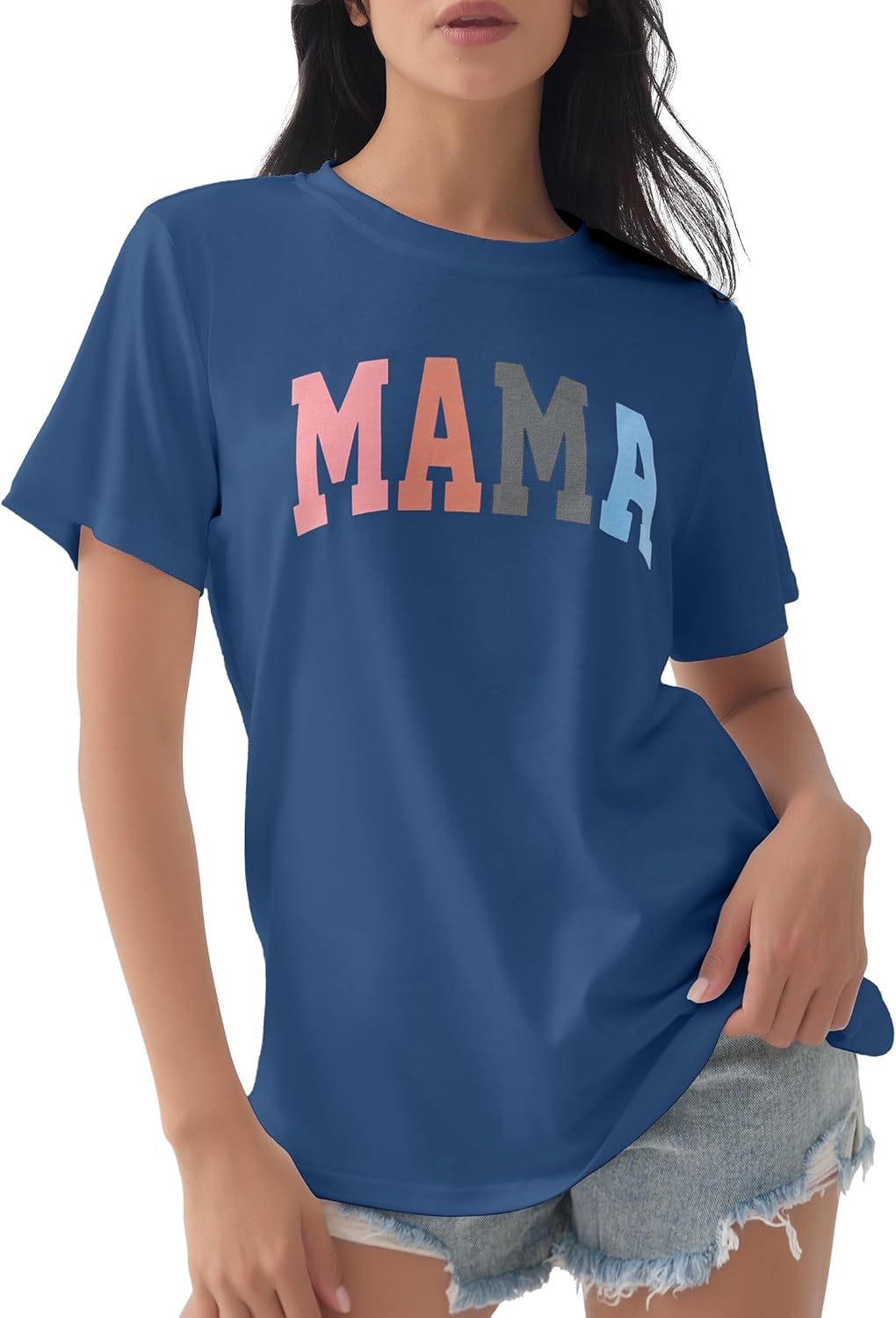 GGOV Mama Shirt Mom Letter Print Tops Mother's Day Shirts Gift Casual Tee Loose Fit Short Sleeve T Shirts
