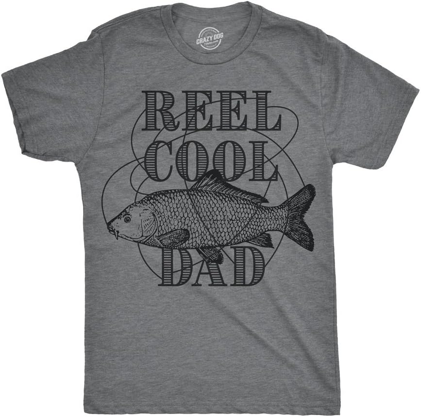 Crazy Dog Dad Fishing Shirts Funny Father's Day Reel Cool Dad Papa Grandpa Tees