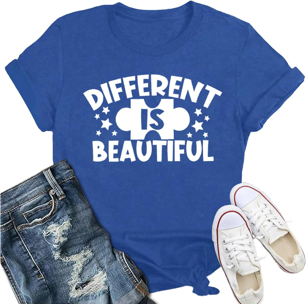 IFQ Autism Awareness Shirt for Women Autistic Support ASD T-Shirt Special Education Tee