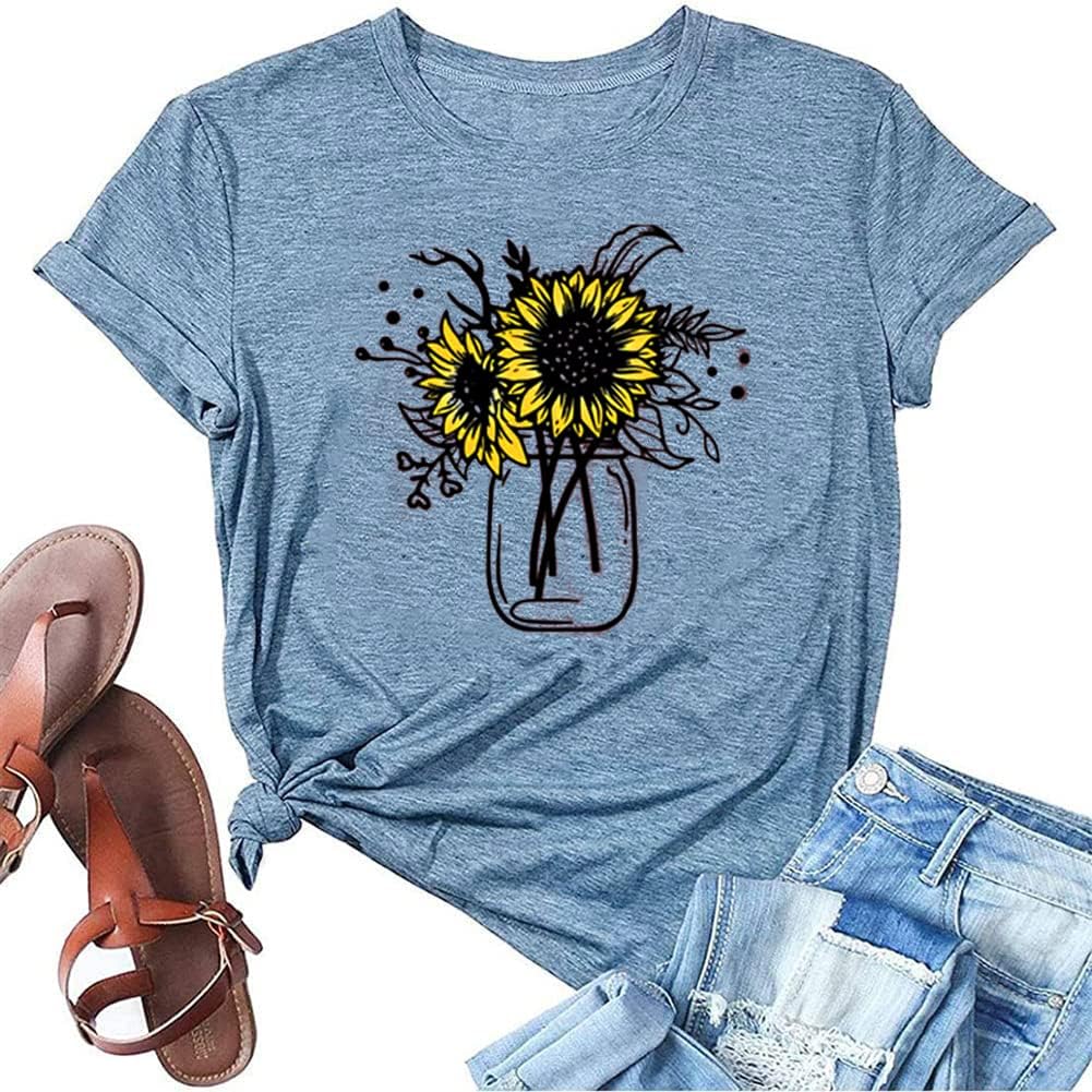 Bealatt Women's Sunflower Graphic Shirts Sunflower Pattern Print Tank Tops Casual Sleeveless Summer Tops Holiday Tee Shirt Mother Shirt
