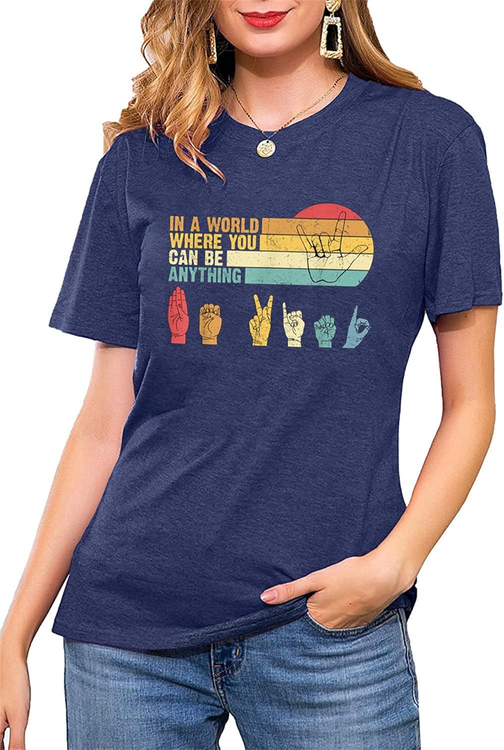 Women Be Kind Autism Awareness Shirt Inspirational Teacher Tshirt in a Wolrl Where You Can Be Anything Kindnessed Graphic Top