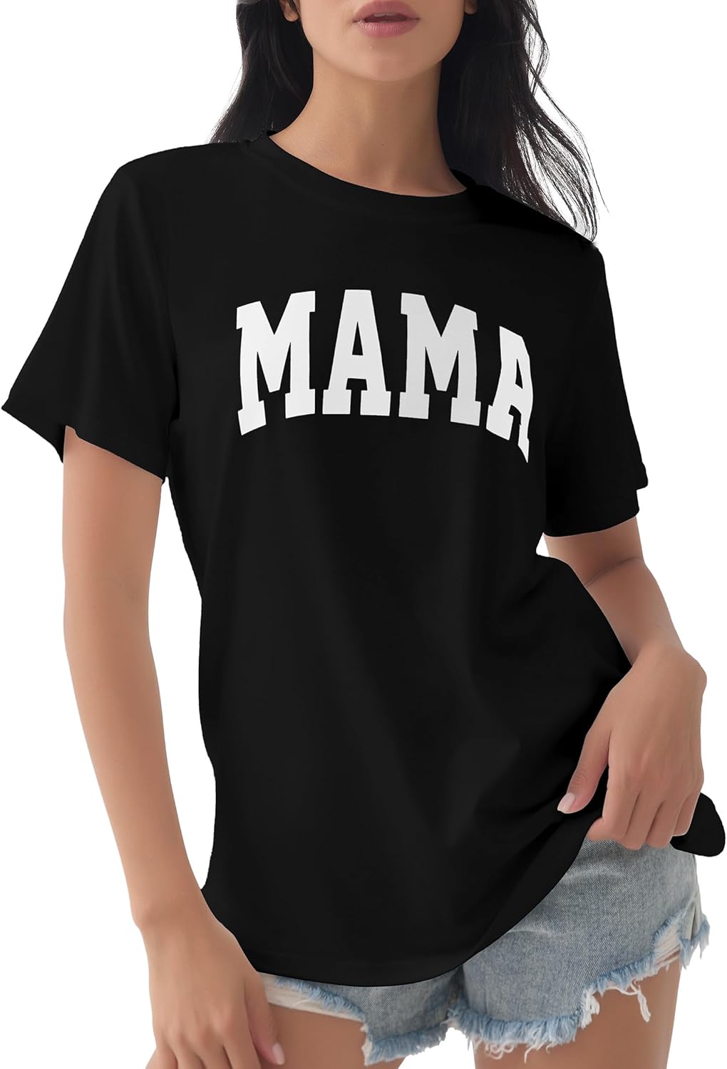 GGOV Mama Shirt Mom Letter Print Tops Mother's Day Shirts Gift Casual Tee Loose Fit Short Sleeve T Shirts
