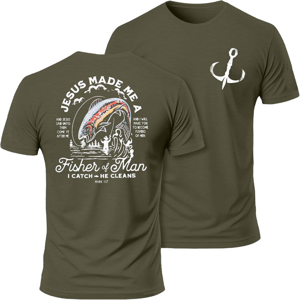 Dad Shirt for Men Christian Fishing Tees Father's Day Tshirt Papa Birthday Gift Short Sleeve Top