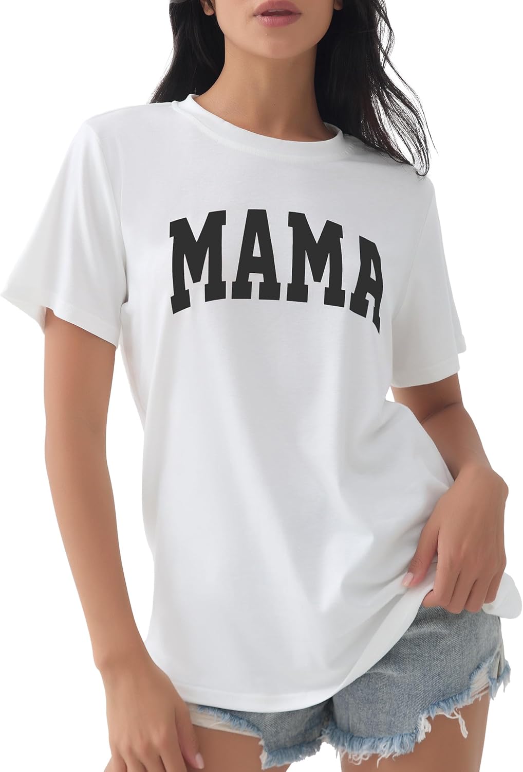 GGOV Mama Shirt Mom Letter Print Tops Mother's Day Shirts Gift Casual Tee Loose Fit Short Sleeve T Shirts