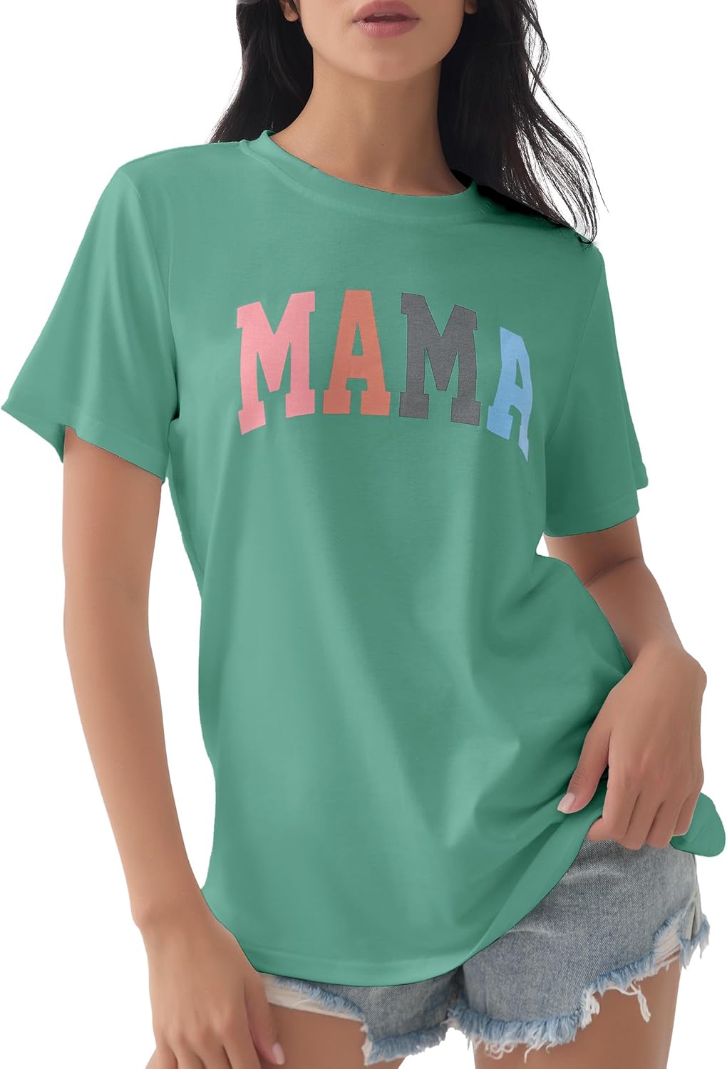 GGOV Mama Shirt Mom Letter Print Tops Mother's Day Shirts Gift Casual Tee Loose Fit Short Sleeve T Shirts