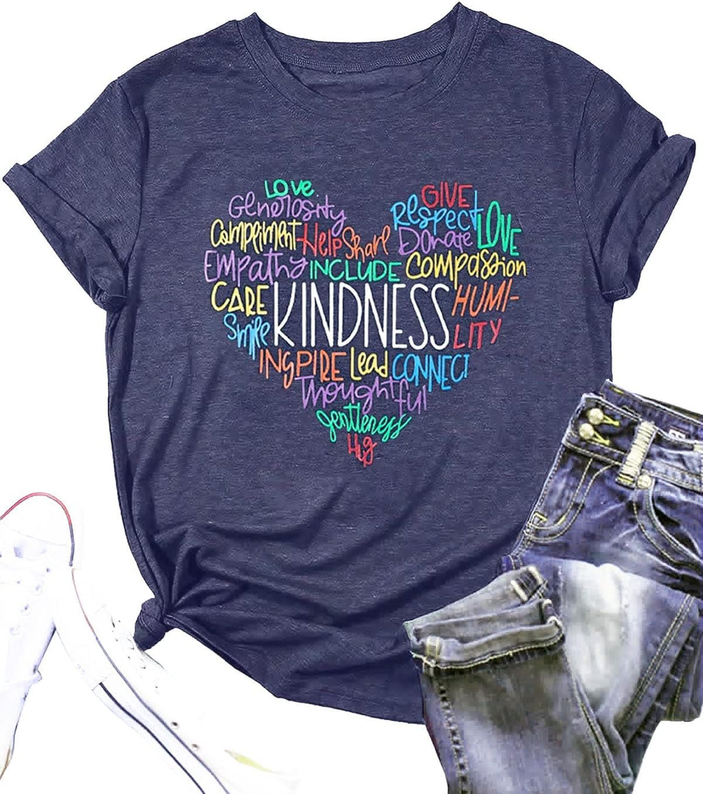 Women Be Kind Autism Awareness Shirt Inspirational Teacher Tshirt in a Wolrl Where You Can Be Anything Kindnessed Graphic Top