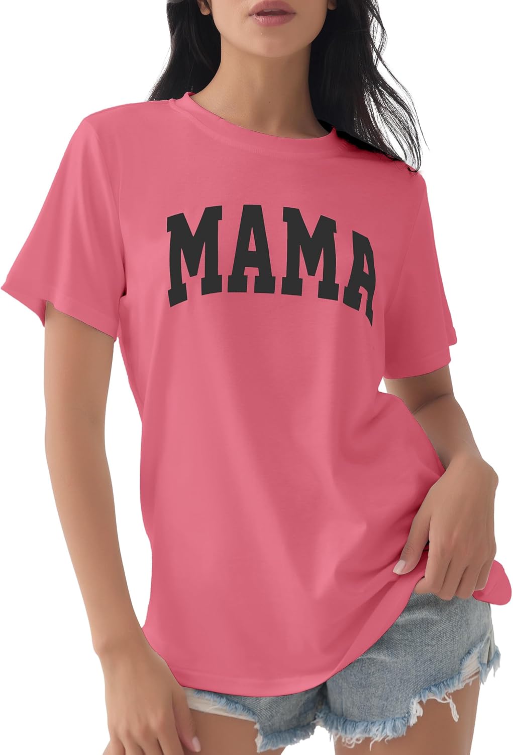 GGOV Mama Shirt Mom Letter Print Tops Mother's Day Shirts Gift Casual Tee Loose Fit Short Sleeve T Shirts