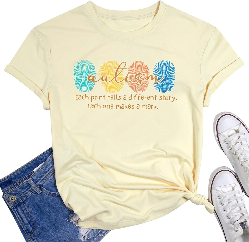 Autism Awareness Shirt Women Autism Acceptance Shirts Mental Health tee Casual Inspirational Short Sleeve Tops