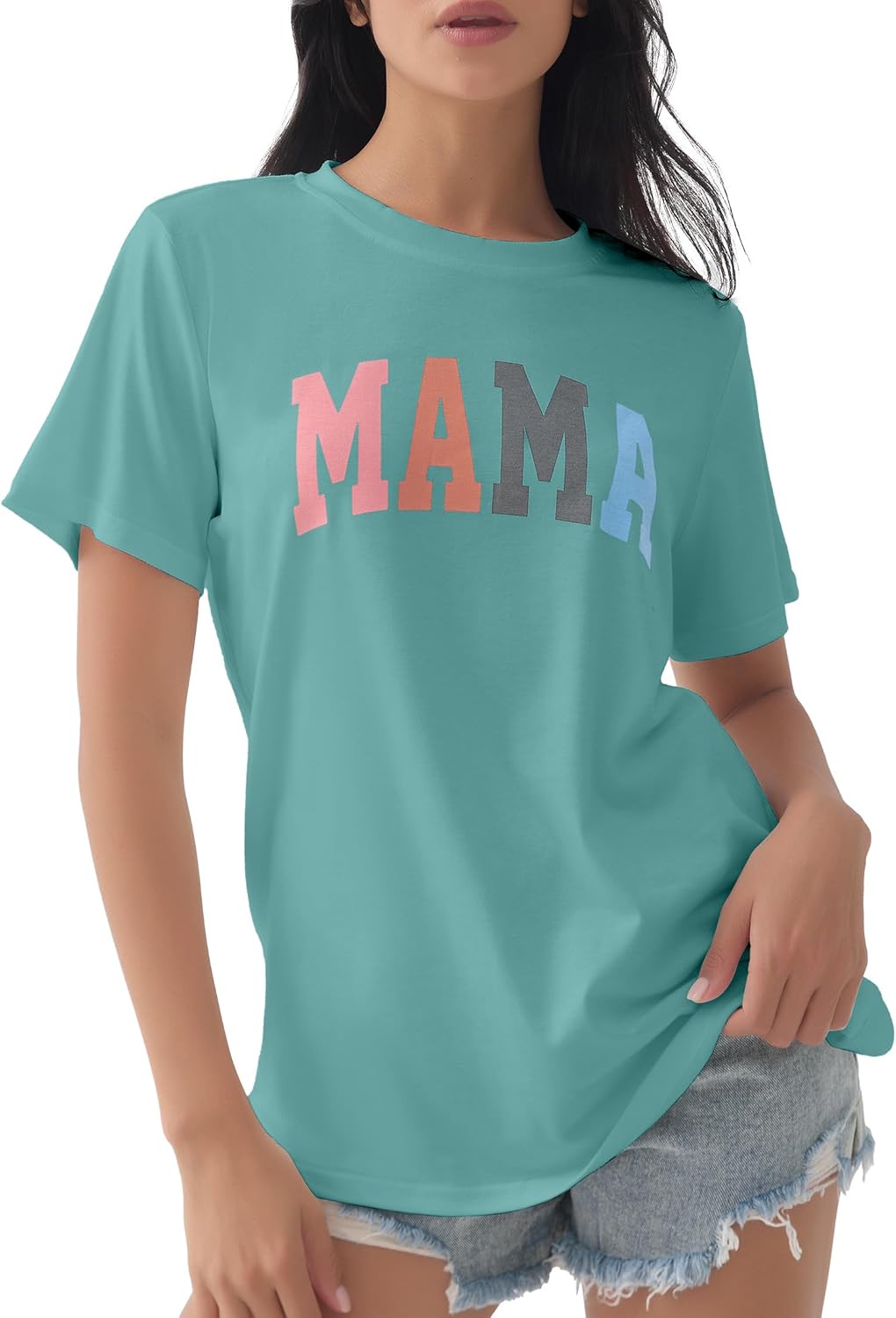 GGOV Mama Shirt Mom Letter Print Tops Mother's Day Shirts Gift Casual Tee Loose Fit Short Sleeve T Shirts