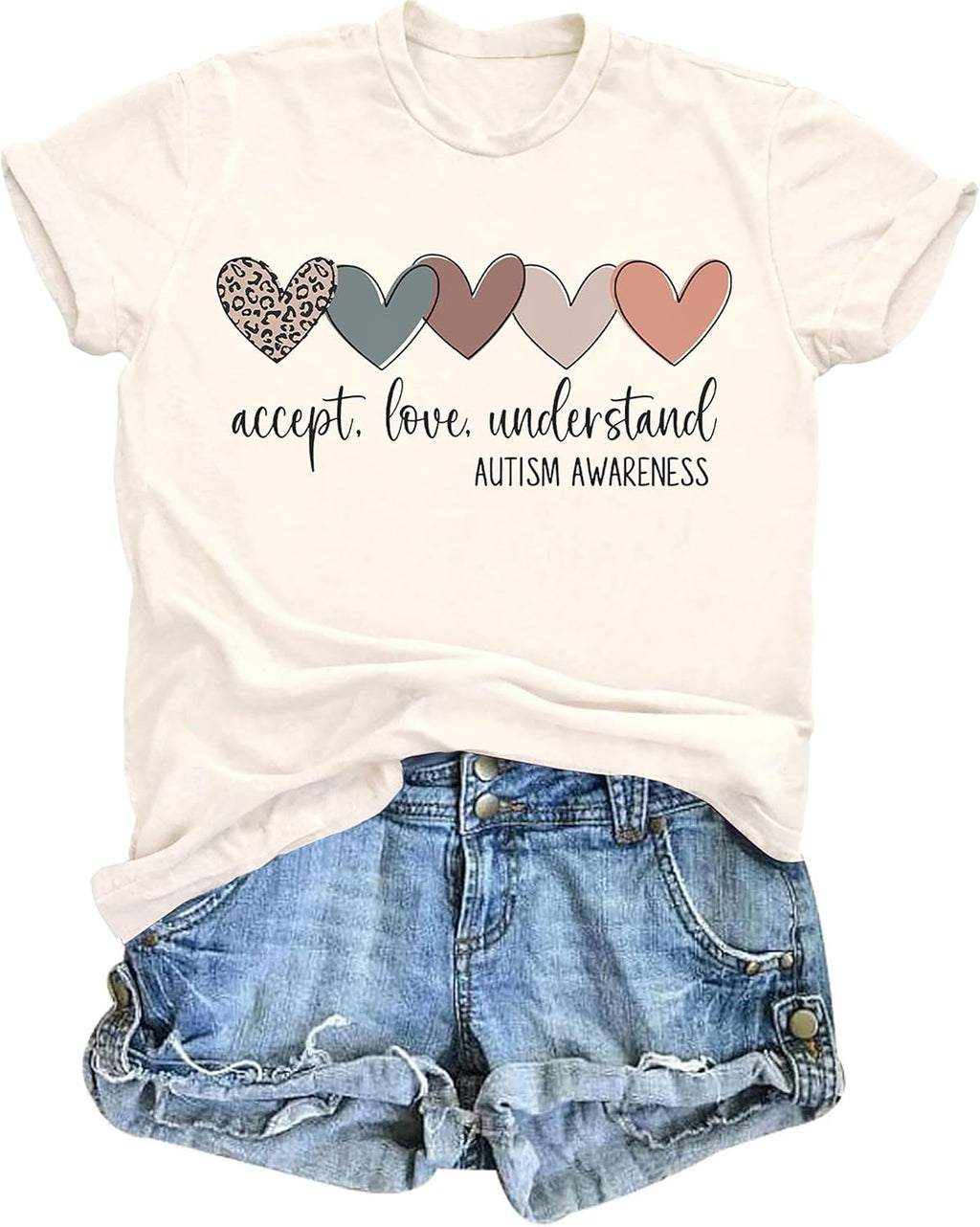 UYIQL Autism Awareness Shirt Women Accept Love Understand Tshirt Puzzle Piece Heart Graphic Inspirational Tee Tops