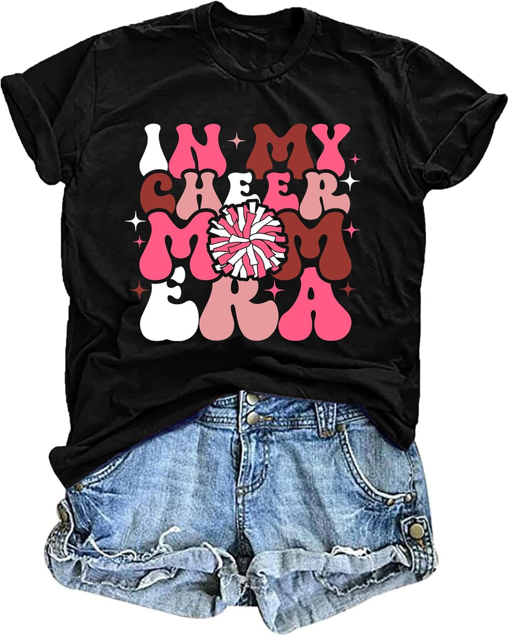 in My Mom Era Shirt Women: Mama T Shirt Mom Life Tops Funny Letter Print Casual Tees