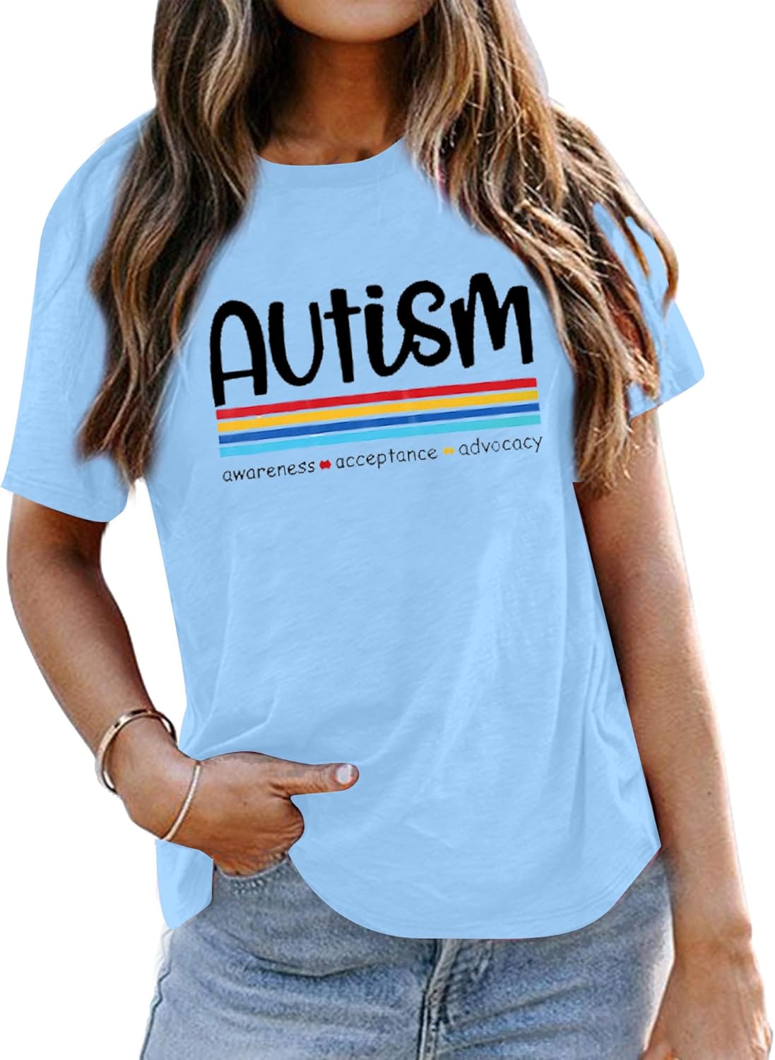 Autism Aawareness Shirt Women Autism Acceptance Shirts Mental Health Tees Casual Inspirational Short Sleeve Tee Tops