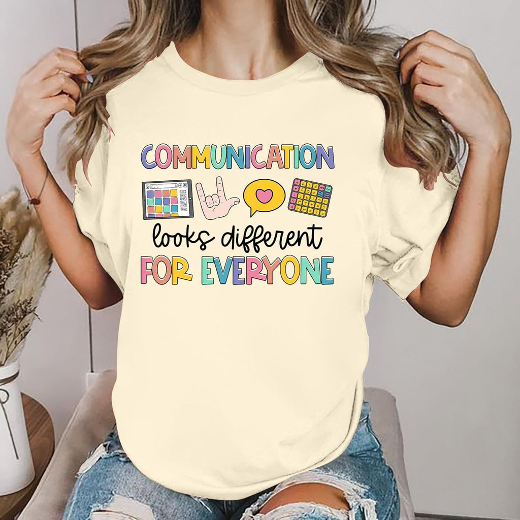 HQP Autism Awareness Shirt Women Teacher Speech Therapy T-Shirts Special Education Teacher Short Sleeve Tops