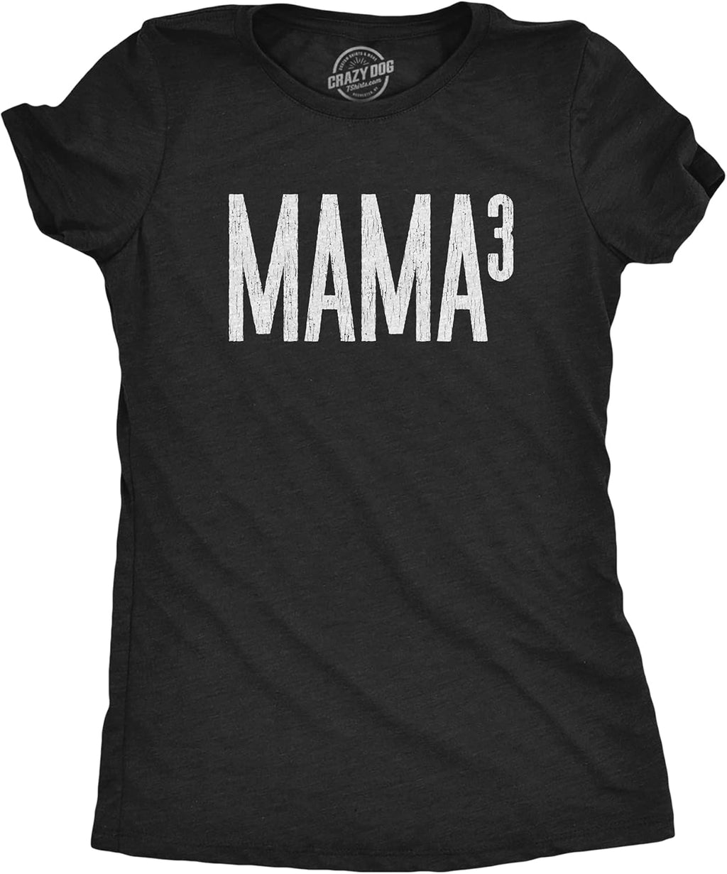 Womens Mama Squared Cubed Tshirts Funny Mom of Two Three or Four Tees for Mothers Day Mother Shirt