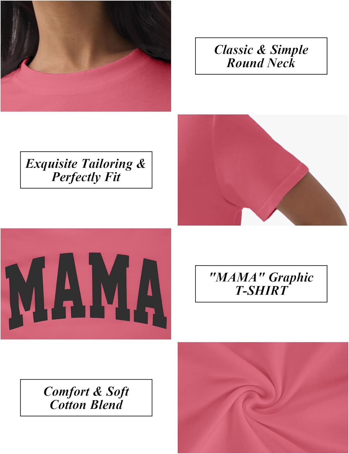 GGOV Mama Shirt Mom Letter Print Tops Mother's Day Shirts Gift Casual Tee Loose Fit Short Sleeve T Shirts
