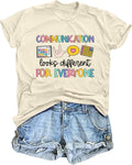 HQP Autism Awareness Shirt Women Teacher Speech Therapy T-Shirts Special Education Teacher Short Sleeve Tops